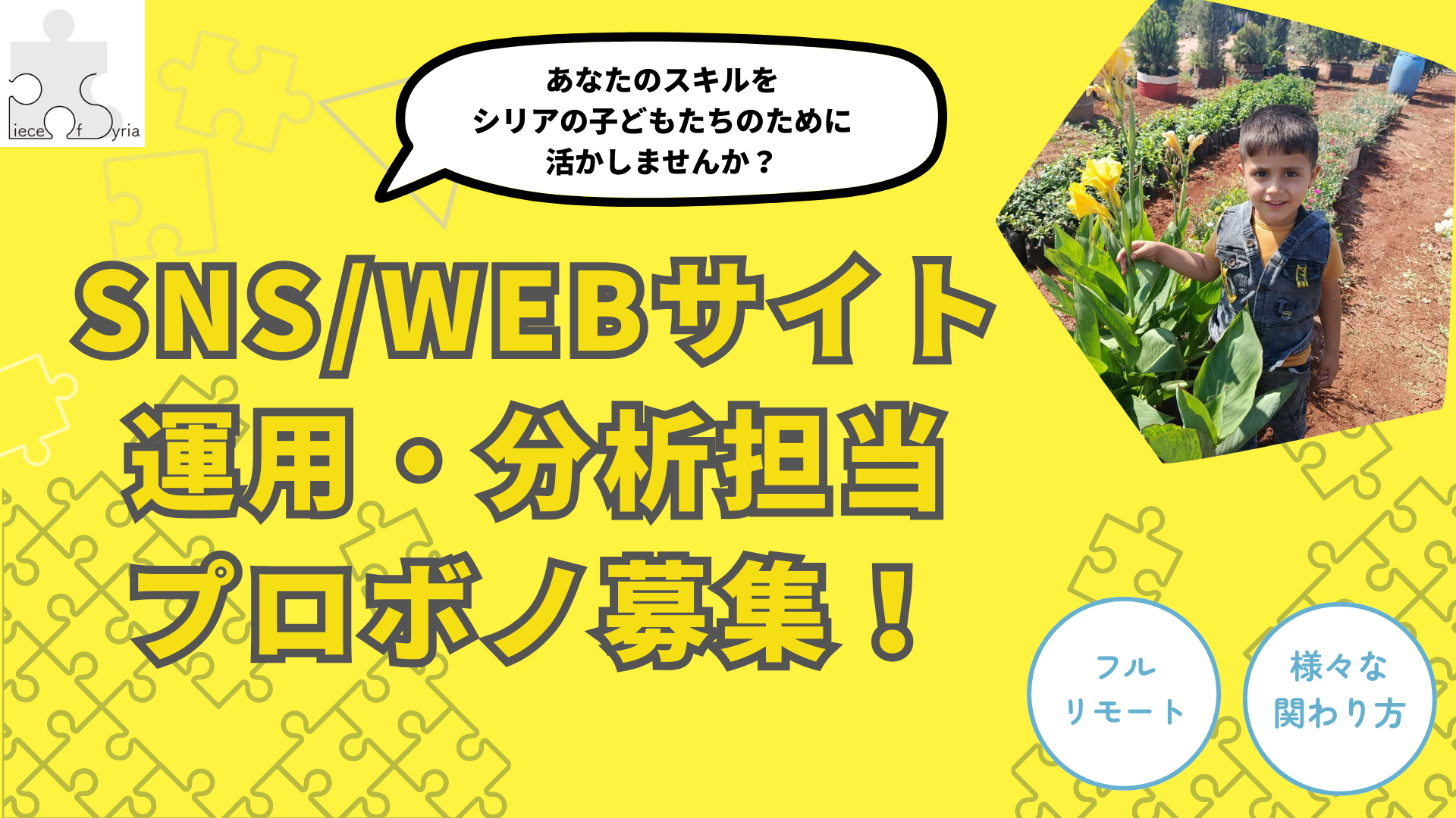 【募集】 ＜SNS・Web担当＞運営・分析プロボノ募集中！